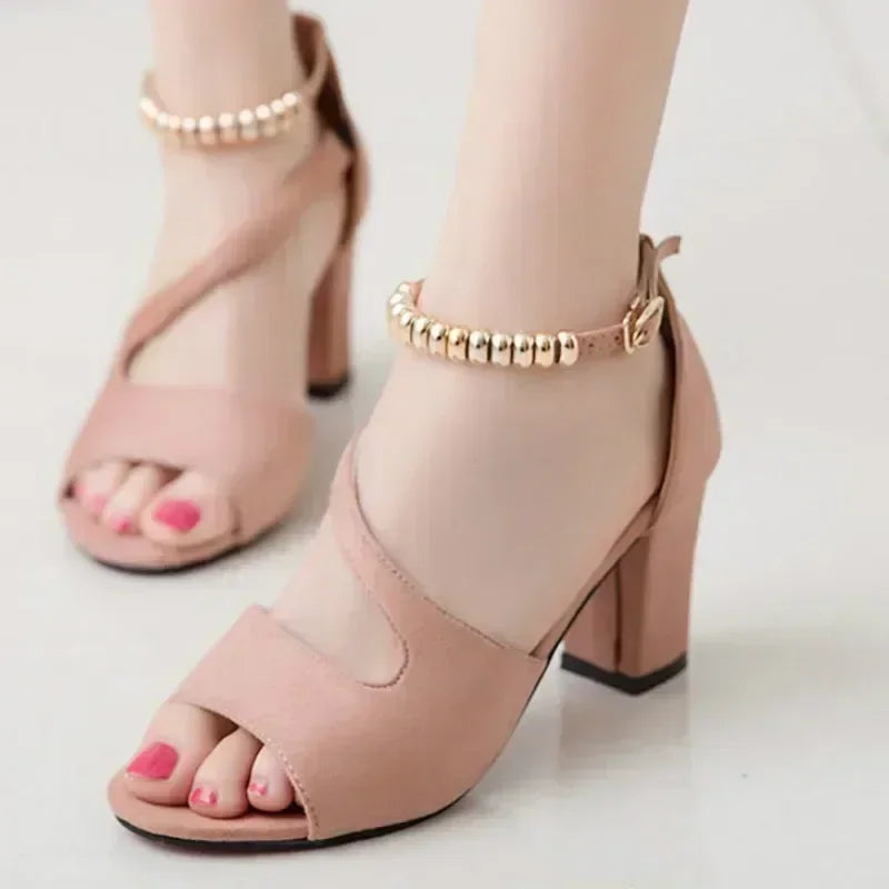 Roman Sandals With Beaded High Heels