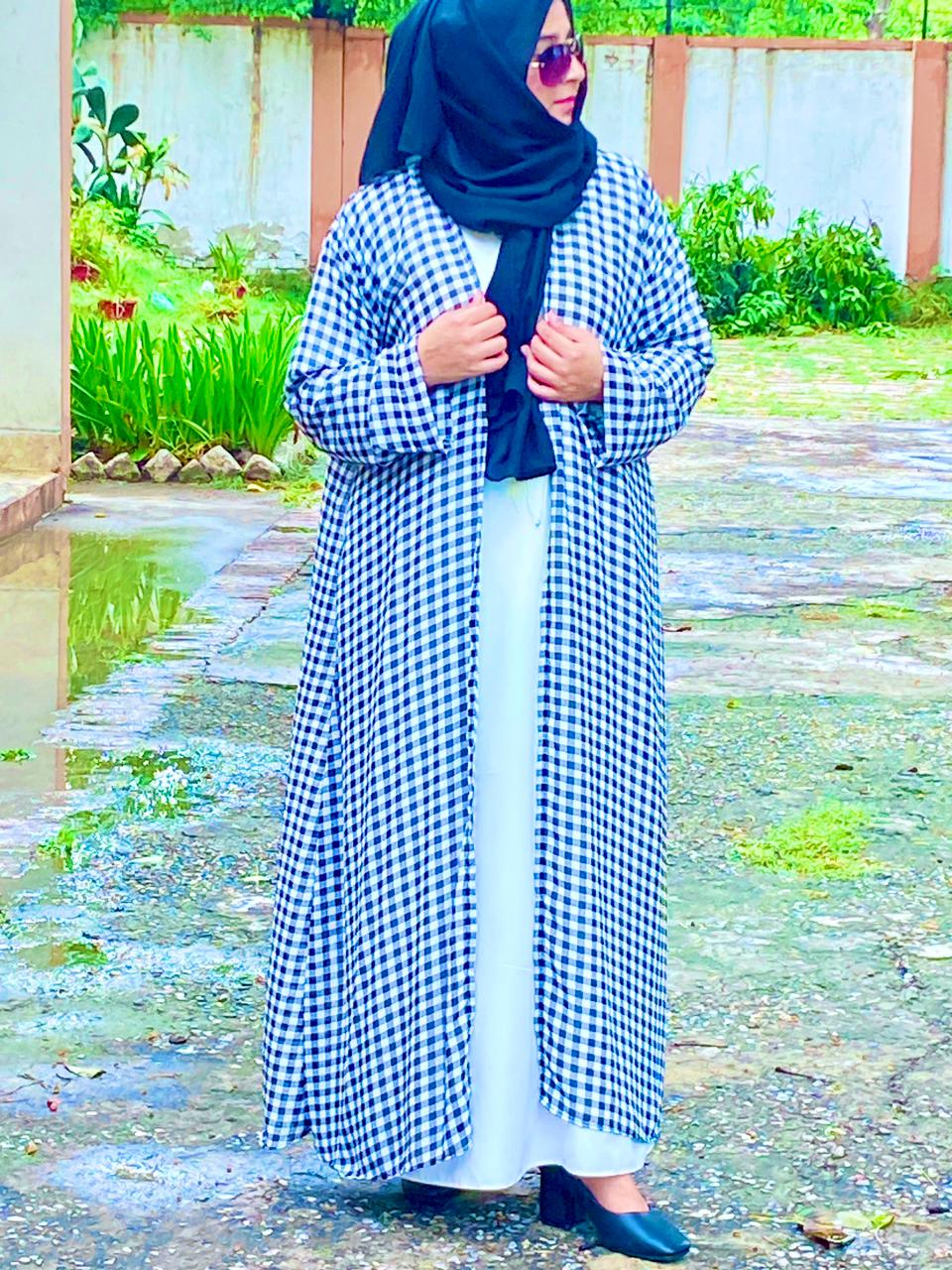 black check elegant abaya